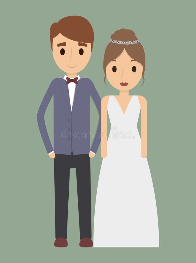 Icono de la boda de la boda de la historieta de los pares Gráfico de vector stock de ilustración Icono de la boda de la boda de la historieta de los pares Gráfico de vector stock de ilustración