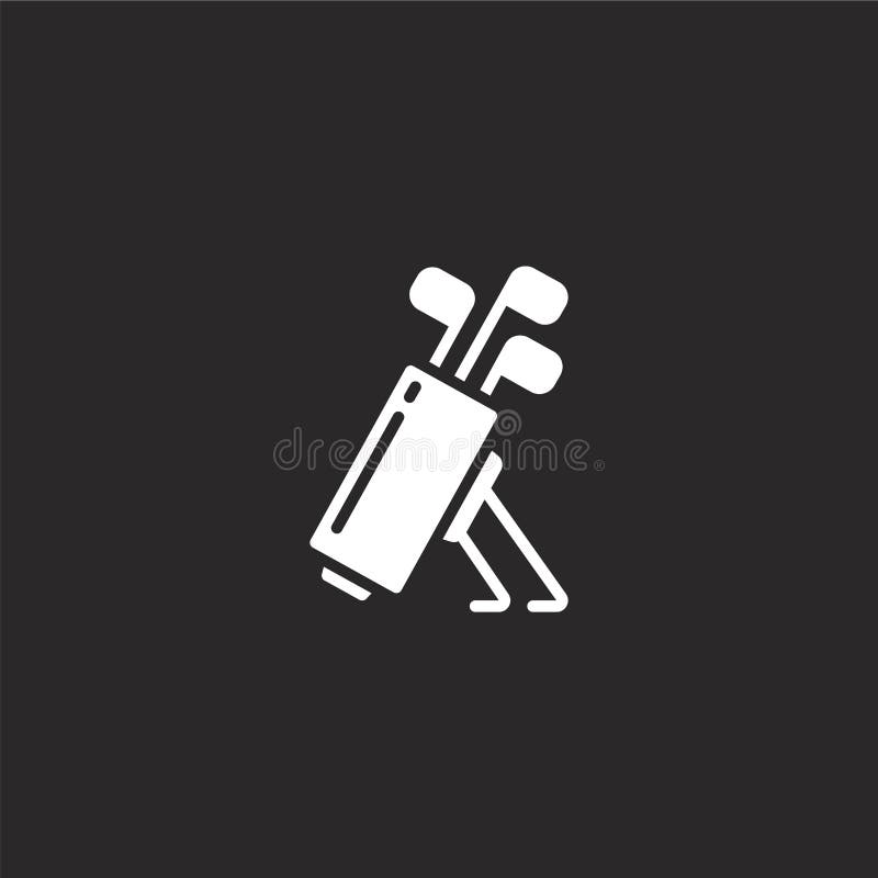 Icono de la bolsa de golf. Icono de bolsa de golf rellena para diseño de sitios web y desarrollo de aplicaciones móviles. Ãcono stock de ilustración