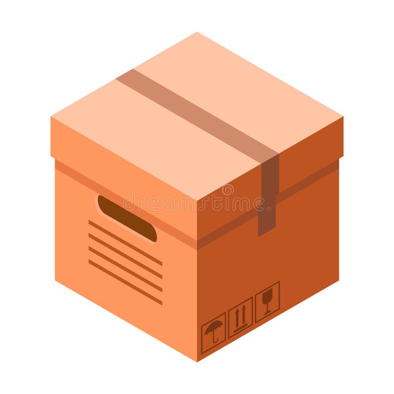 Icono de la caja de cartón de la entrega, estilo isométrico libre illustration Icono de la caja de cartón de la entrega, estilo isométrico libre illustration