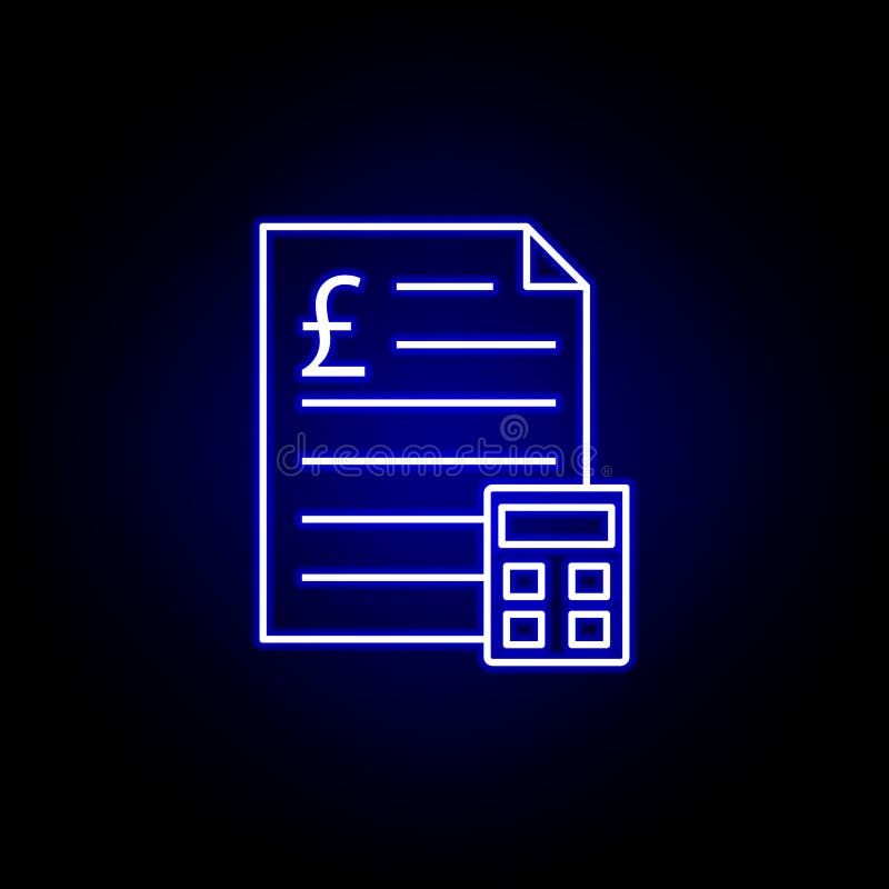 icono de la calculadora de la libra del documento en el estilo de neón Elemento del ejemplo de las finanzas Las muestras y el ico stock de ilustración icono de la calculadora de la libra del documento en el estilo de neón Elemento del ejemplo de las finanzas Las muestras y el ico stock de ilustración