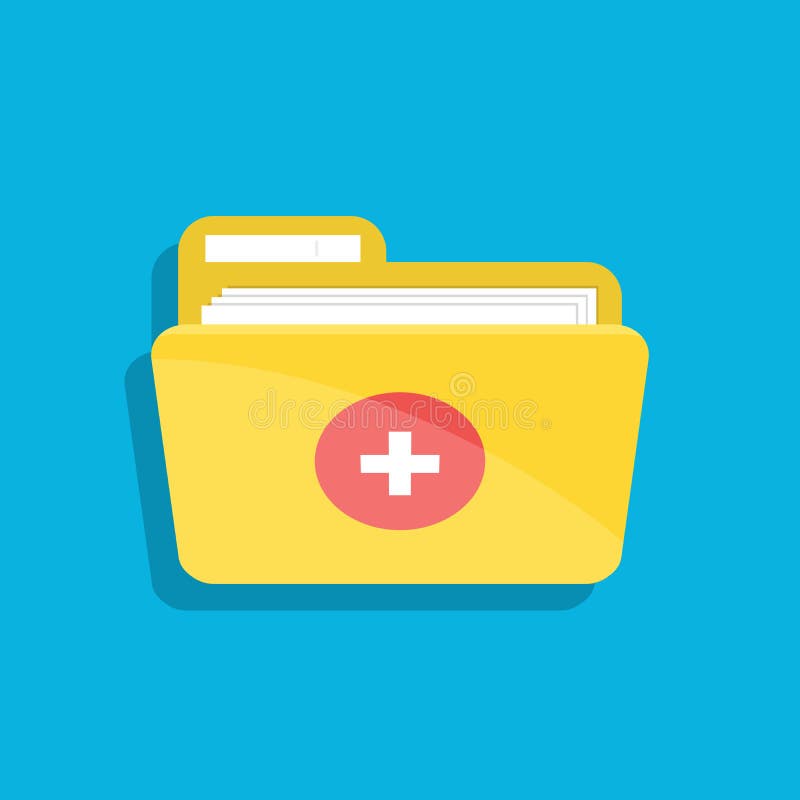 Icono de la carpeta médica para los documentos Para el web, móvil y aplicaciones informáticas Ejemplo plano aislado en color libre illustration Icono de la carpeta médica para los documentos Para el web, móvil y aplicaciones informáticas Ejemplo plano aislado en color libre illustration