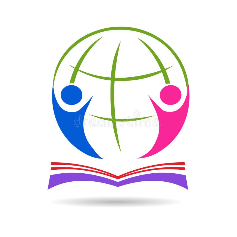 Icono de la educación Ejemplo del vector del libro y del globo ilustración del vector Icono de la educación Ejemplo del vector del libro y del globo ilustración del vector