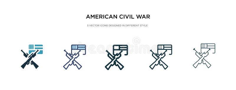 Icono de la guerra civil estadounidense en una ilustración vectorial de estilo diferente dos iconos coloridos y negros de los vec stock de ilustración Icono de la guerra civil estadounidense en una ilustración vectorial de estilo diferente dos iconos coloridos y negros de los vec stock de ilustración