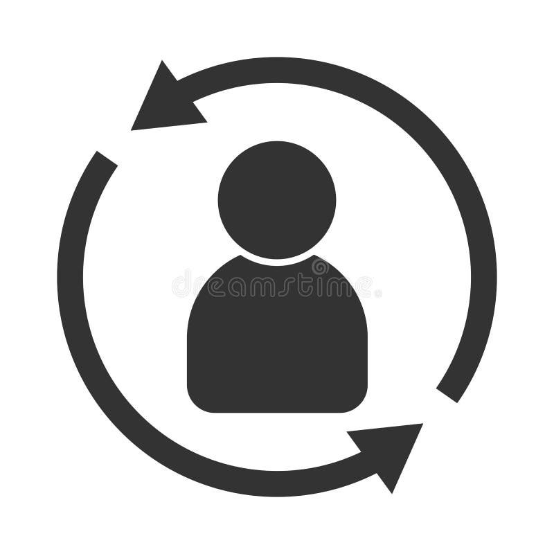 Icono de la interacción del cliente Vuelta del cliente o símbolo del renention stock de ilustración Icono de la interacción del cliente Vuelta del cliente o símbolo del renention stock de ilustración