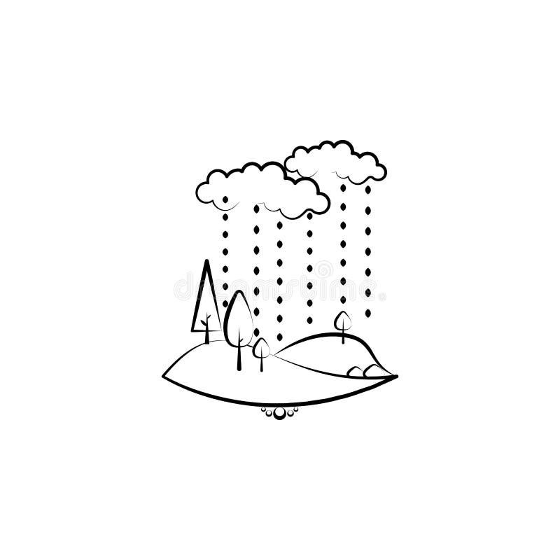 icono de la lluvia del árbol de la nube Elemento del icono del paisaje para los apps móviles del concepto y del web El icono dibu stock de ilustración icono de la lluvia del árbol de la nube Elemento del icono del paisaje para los apps móviles del concepto y del web El icono dibu stock de ilustración