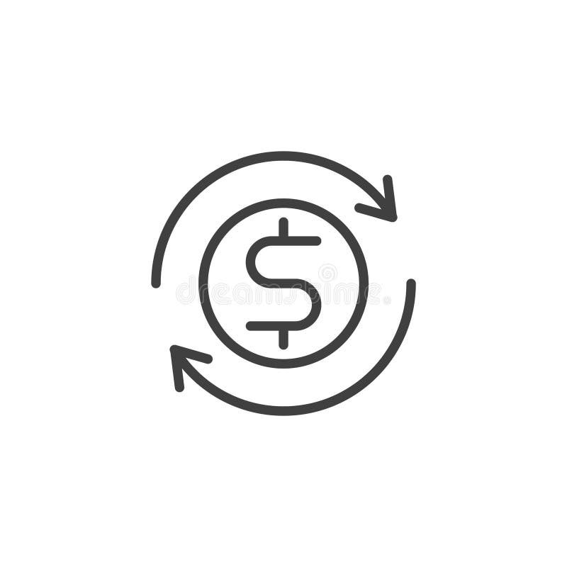 Icono de la línea de reembolso stock de ilustración
