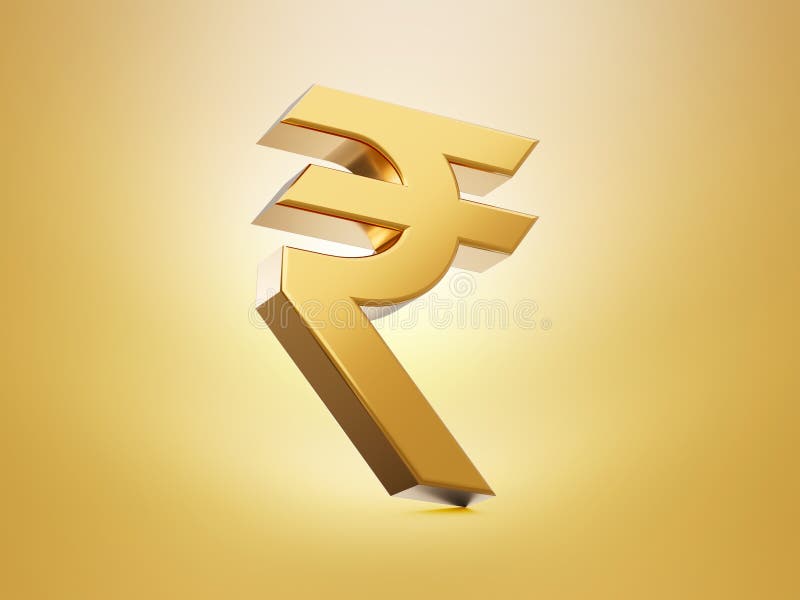 Icono de la moneda de la rupia india dorada aislado. representación de entrada 3d libre illustration