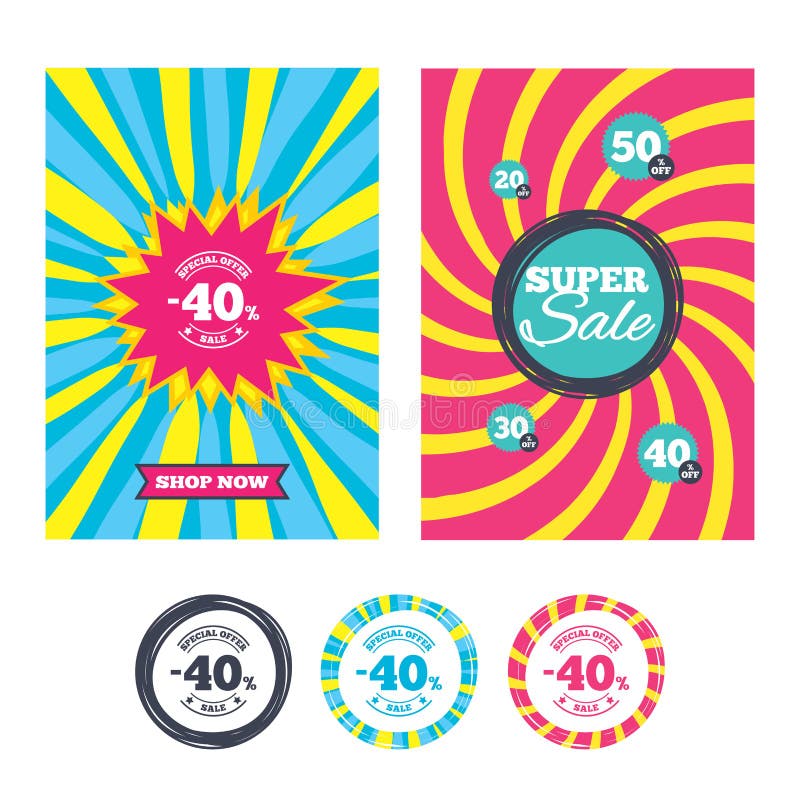 icono de la muestra del descuento del 40 por ciento Símbolo de la venta ilustración del vector icono de la muestra del descuento del 40 por ciento Símbolo de la venta ilustración del vector