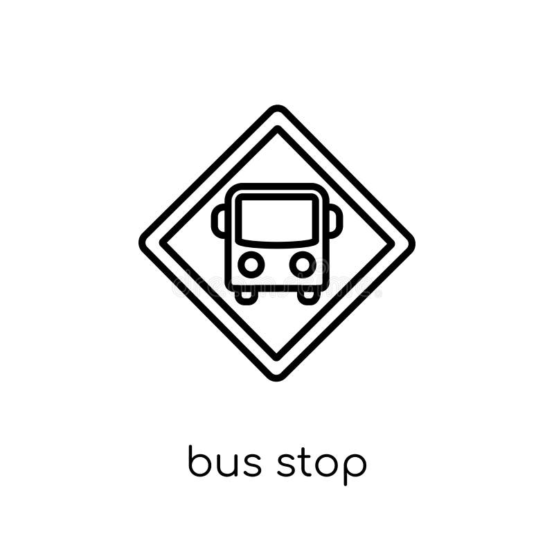 Icono de la muestra de la parada de autobús Parada de autobús linear plana moderna de moda del vector si libre illustration Icono de la muestra de la parada de autobús Parada de autobús linear plana moderna de moda del vector si libre illustration