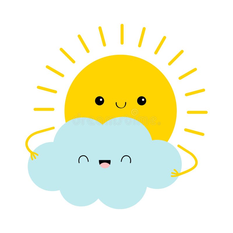  Buen Día. Icono Del Brillo Del Sol. Cara De Kawaii Lindo. Personaje De Caricatura Divertido Sonriente. Verano. Luz Del Sol. Color Ilustración del Vector