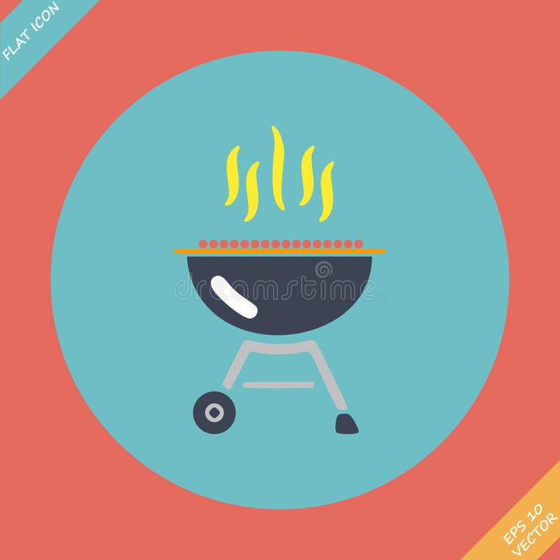 Icono de la parrilla de la barbacoa - ejemplo del vector plano libre illustration Icono de la parrilla de la barbacoa - ejemplo del vector plano libre illustration