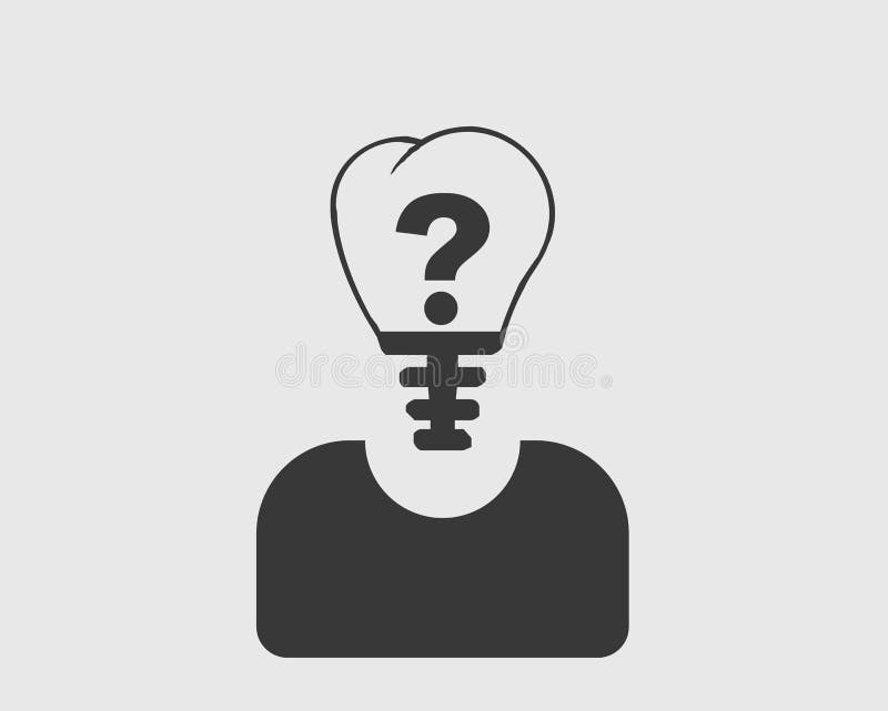 Icono de la persona de Mark In Bulb Headed de la pregunta ilustración del vector Icono de la persona de Mark In Bulb Headed de la pregunta ilustración del vector
