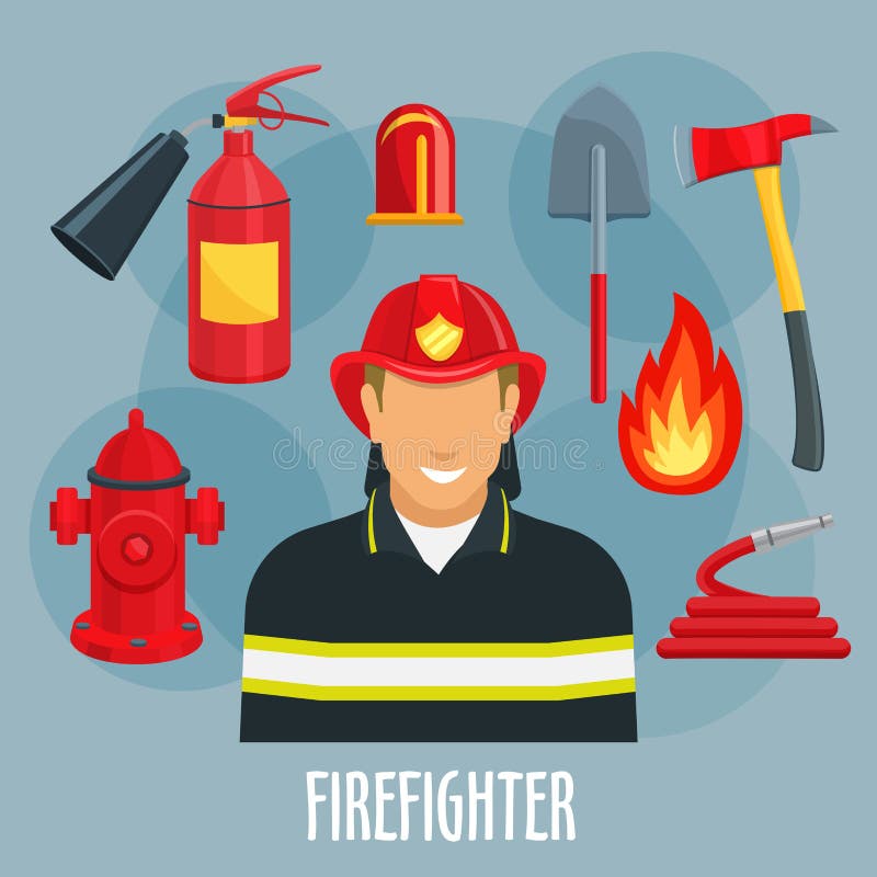 Icono de la profesión del bombero del bombero en uniforme ilustración del vector Icono de la profesión del bombero del bombero en uniforme ilustración del vector