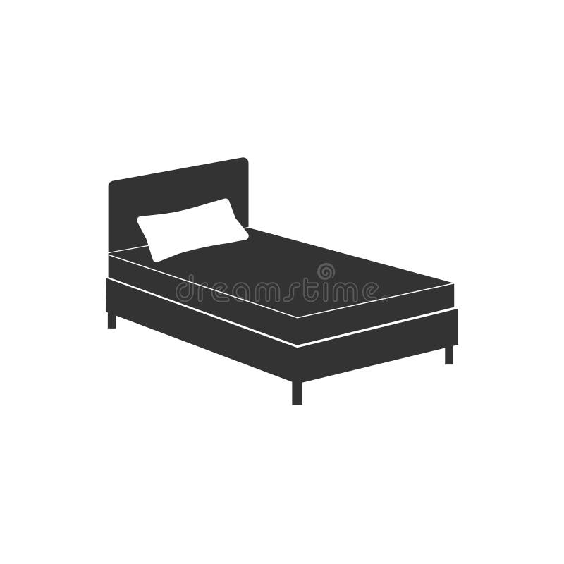 icono de la sola cama Ejemplo del vector, diseño plano stock de ilustración icono de la sola cama Ejemplo del vector, diseño plano stock de ilustración