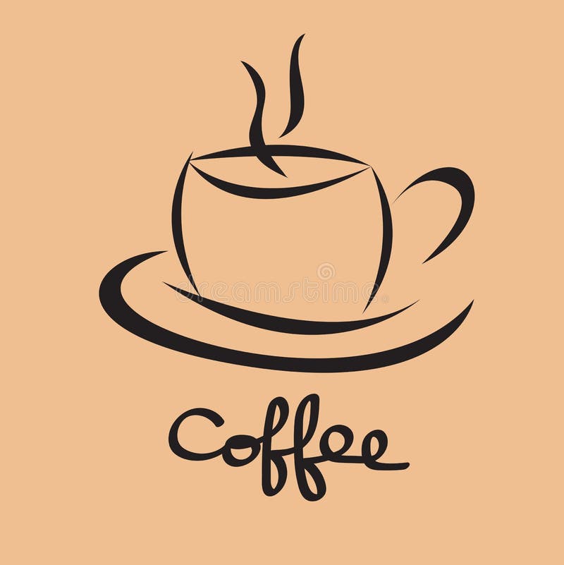 Icono de la taza de café, plantilla del diseño del logotipo de la cafetería, símbolo caliente de la bebida del restaurante y del stock de ilustración Icono de la taza de café, plantilla del diseño del logotipo de la cafetería, símbolo caliente de la bebida del restaurante y del stock de ilustración