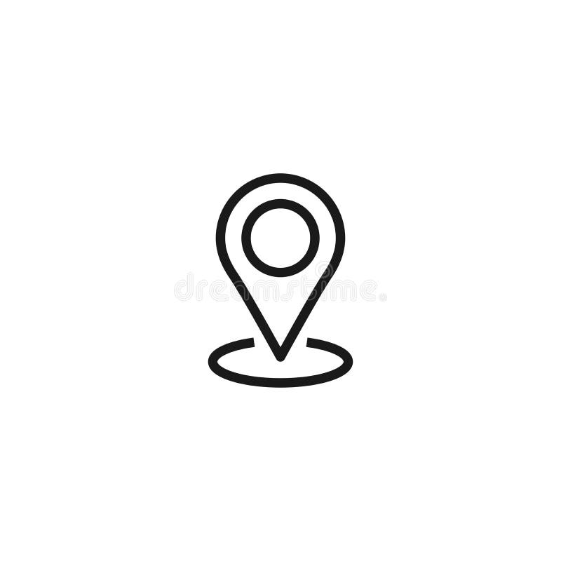 Icono de la ubicación del esquema Indicador de GPS Perno del mapa Guía del navegador Línea botón simple del vector