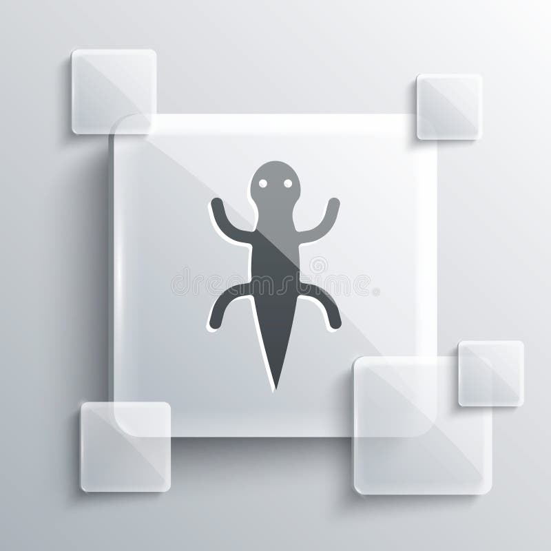 Icono de lagarto gris aislado en fondo gris. paneles de vidrio cuadrados. vector libre illustration