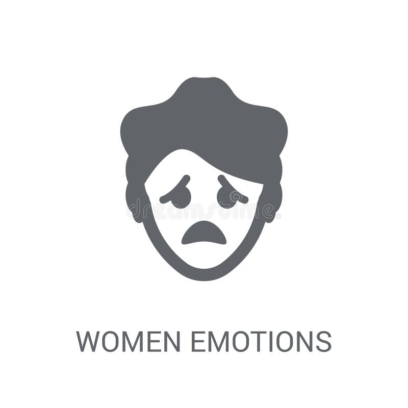 Icono de las emociones de las mujeres Concepto de moda del logotipo de las emociones de las mujeres en blanco libre illustration Icono de las emociones de las mujeres Concepto de moda del logotipo de las emociones de las mujeres en blanco libre illustration