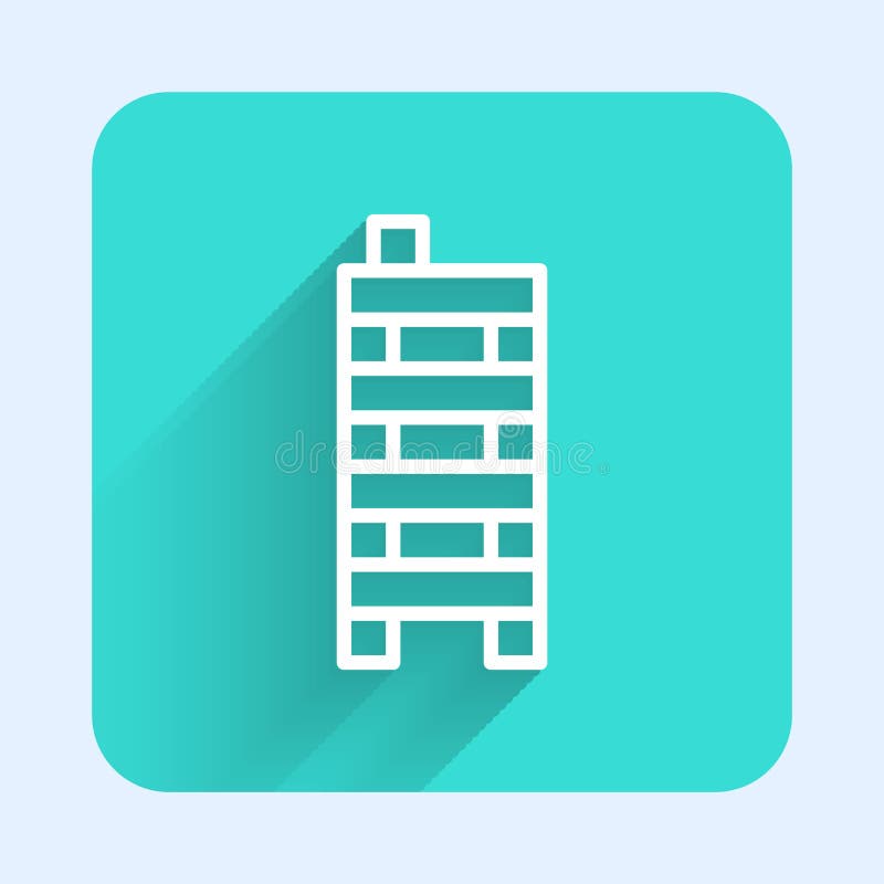Icono de las piezas de mahjong de línea blanca aislado con una sombra larga. emoji del juego del dragón rojo chino mahjong. botón ilustración del vector