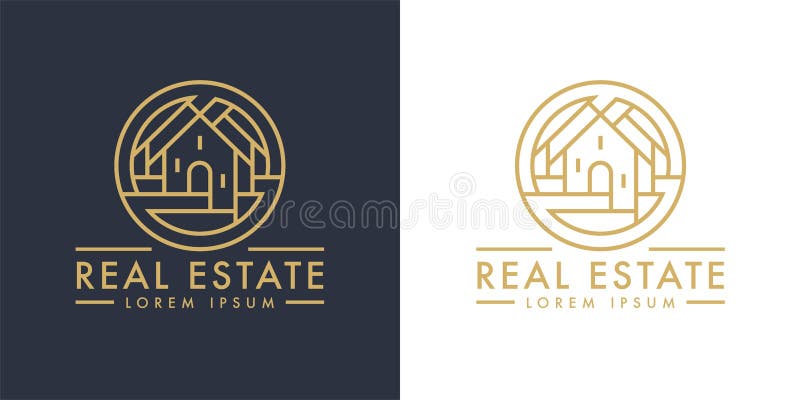 Icono de línea de logotipo inmobiliario