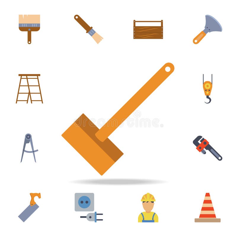icono de madera del martillo del color Sistema detallado de herramientas de la construcción del color Diseño gráfico superior Uno stock de ilustración icono de madera del martillo del color Sistema detallado de herramientas de la construcción del color Diseño gráfico superior Uno stock de ilustración