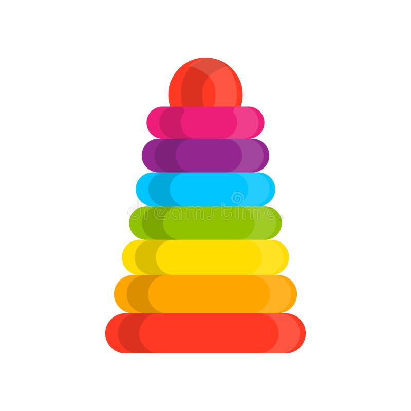 Icono de madera del vector de la pirámide del arco iris del juguete del apilador del anillo Ejemplo constructivo montado bebé vis libre illustration Icono de madera del vector de la pirámide del arco iris del juguete del apilador del anillo Ejemplo constructivo montado bebé vis libre illustration
