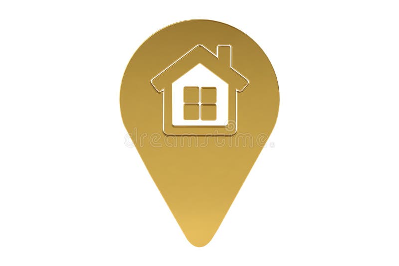 Icono de oro de la ubicación de la casa, ejemplo 3D ilustración del vector Icono de oro de la ubicación de la casa, ejemplo 3D ilustración del vector