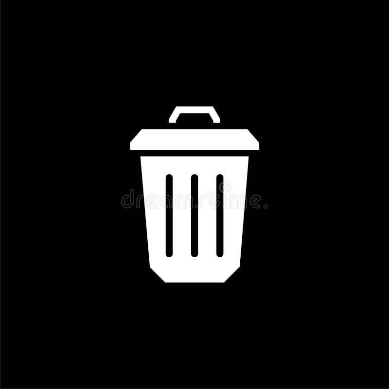 Icono de papelera de reciclaje aislado en fondo negro Icono de Trash can ilustración del vector