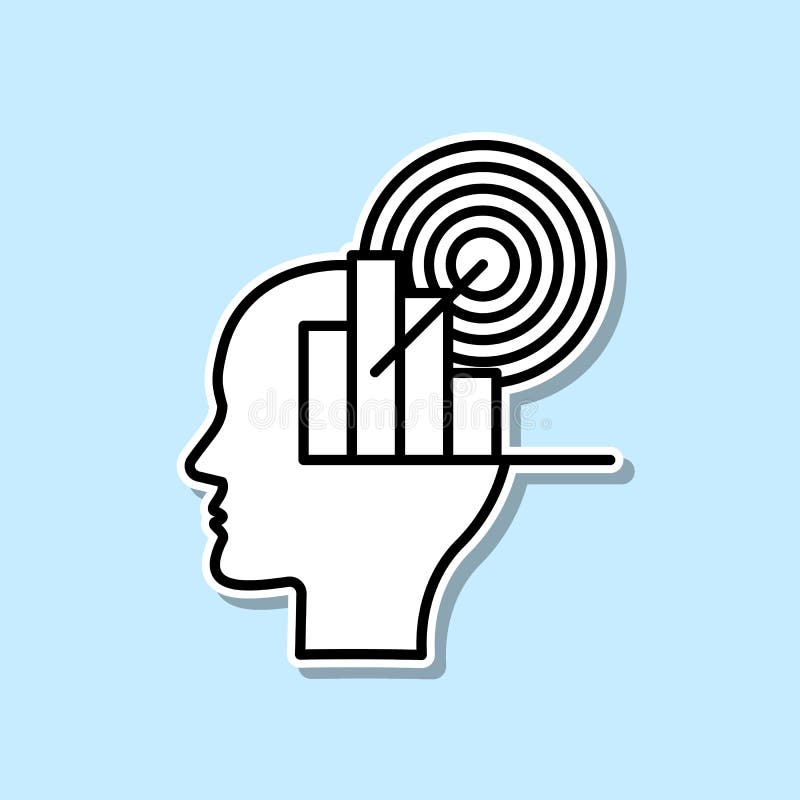 Icono de pegatinas para gráficos de empresa principal. simple línea delgada vector de pensamiento creativo iconos para ui y ux sitio web o aplicación móvil sobre fondo azul