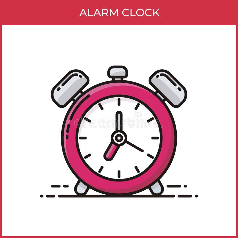 Icono de Reloj de alarma - Clipart con diseño de dibujos animados planos stock de ilustración Icono de Reloj de alarma - Clipart con diseño de dibujos animados planos stock de ilustración
