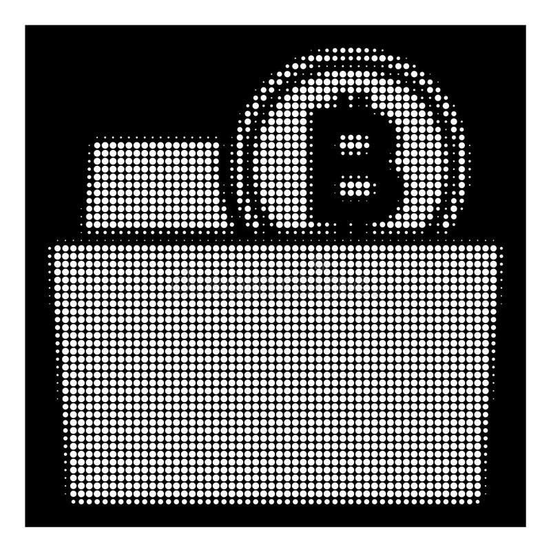 Icono de semitono blanco de la carpeta de Bitcoin ilustración del vector Icono de semitono blanco de la carpeta de Bitcoin ilustración del vector