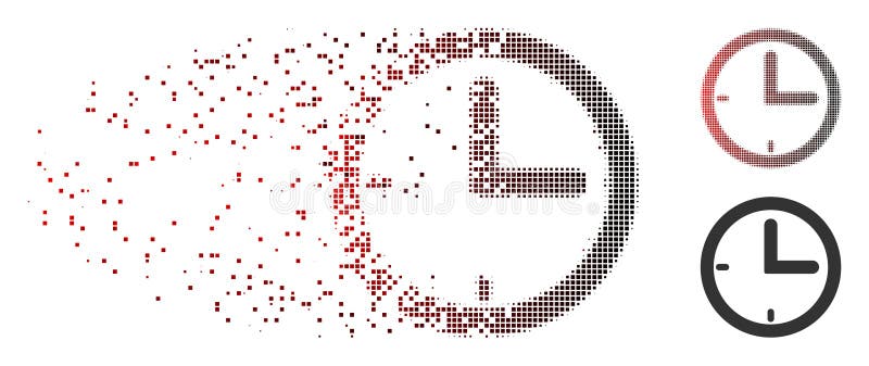 Icono de semitono Destructed del tiempo del pixel stock de ilustración Icono de semitono Destructed del tiempo del pixel stock de ilustración