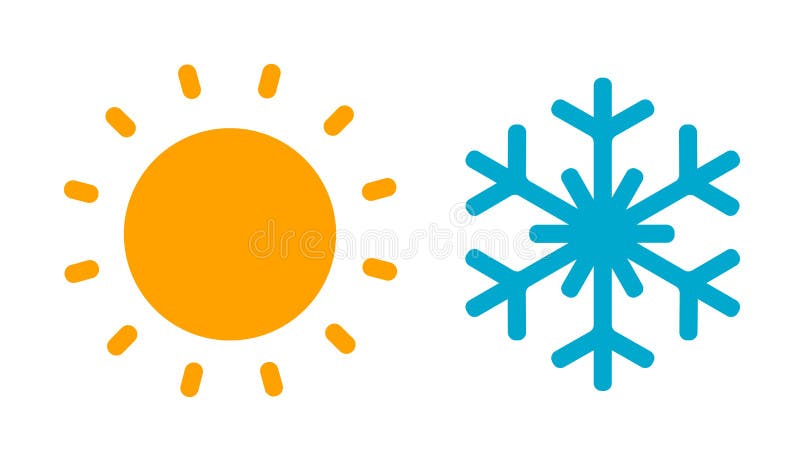 Icono De Sol Caliente Y Copo De Nieve Frío. Ilustración del Vector -  Ilustración de icono, invierno: 191836226
