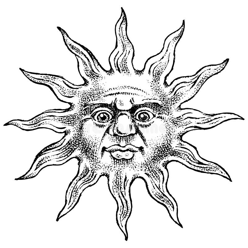 Icono de Sun del zodiaco Horóscopo de la astrología con las muestras Carácter con una cara para la plantilla del calendario Vinta stock de ilustración Icono de Sun del zodiaco Horóscopo de la astrología con las muestras Carácter con una cara para la plantilla del calendario Vinta stock de ilustración