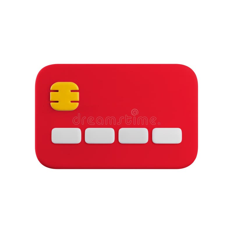 Icono de tarjeta de crédito 3d de dibujos animados. Representación 3d realista de la tarjeta de débito rojo fondo aislado para com ilustración del vector