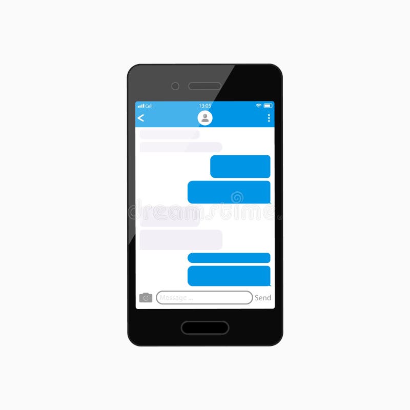 Icono de teléfono realista con cuadros de mensaje de texto vacíos Cuadro de mensaje Burbujas para el mensaje Vector