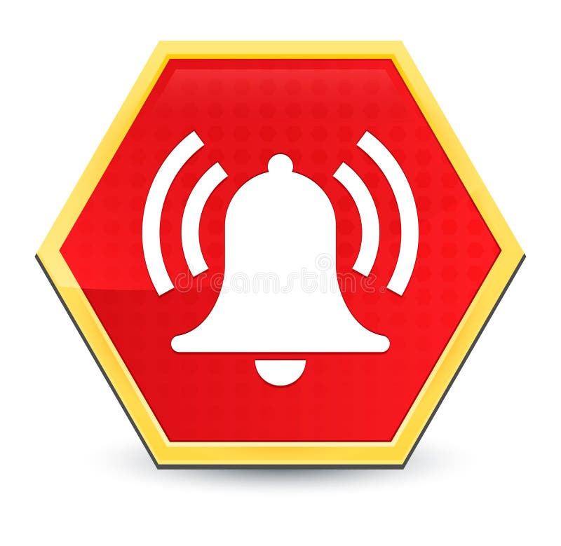 Pegatina simbolo rojo campana de alarma Stock Illustration