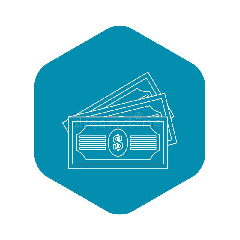 Icono de tres billetes de dólar, estilo del esquema stock de ilustración Icono de tres billetes de dólar, estilo del esquema stock de ilustración