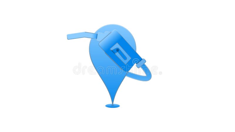 Icono de ubicación de la bomba en color azul aislado en fondo blanco. animación que muestra la ubicación de la estación de gas ilustración del vector