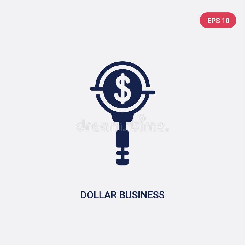 Icono de vector de búsqueda de negocio de dos dólares de color del concepto de negocio el símbolo de signo vectorial de búsqueda stock de ilustración