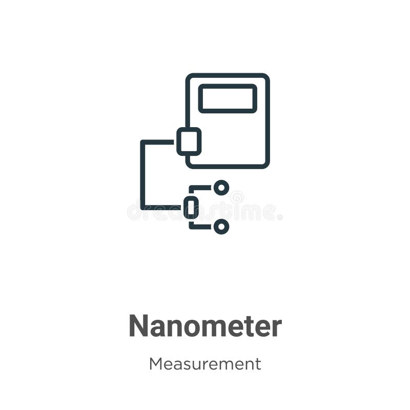 Nanometer outline vector icon. Thin line black nanometer icon, flat vector simple element illustration from editable measurement concept isolated stroke on white background. Nanometer outline vector icon. Thin line black nanometer icon, flat vector simple element illustration from editable measurement concept isolated stroke on white background