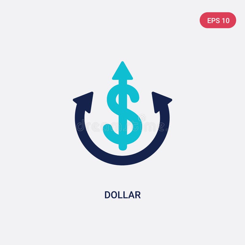 Icono de vector de dos dólares de color del concepto de economía de criptodivisa el símbolo de signo vectorial azul de dólar aisl ilustración del vector