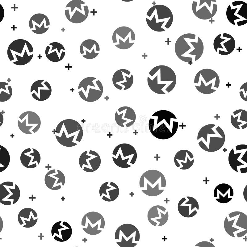 Icono de xmr monero de moneda de criptodivisa negra patrón transparente en fondo blanco. moneda de bits física. moneda digital. símbolo de altcoin. moneda criptográfica segura basada en blockchain. ilustración vectorial.