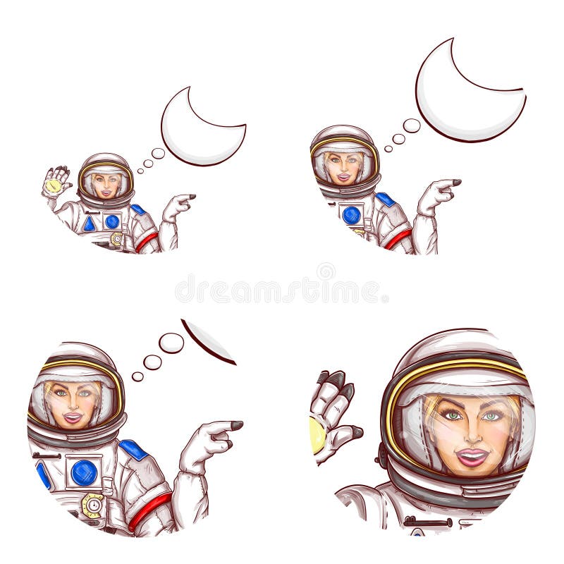 Icono del avatar de la burbuja del discurso del astronauta de la muchacha del vector ilustración del vector Icono del avatar de la burbuja del discurso del astronauta de la muchacha del vector ilustración del vector