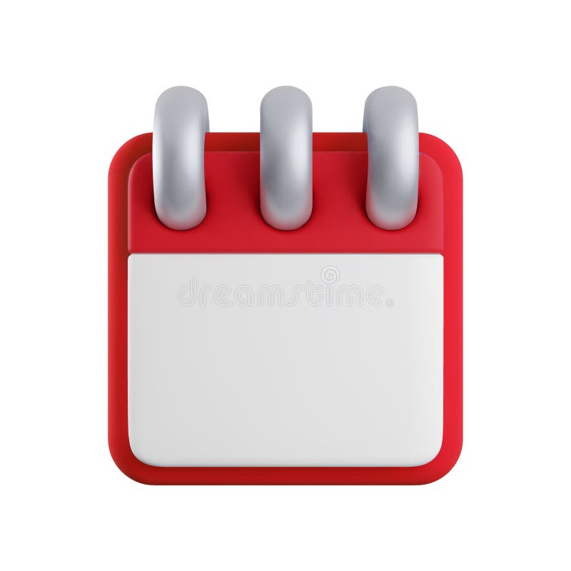 Icono del calendario 3d de la caricatura vectorial. Renuncia realista del calendario rojo vacío con páginas invertidas en anillos libre illustration