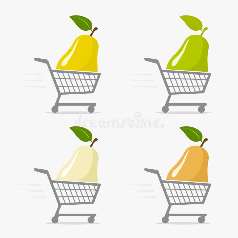 Icono del carro de la compra y de la pera libre illustration Icono del carro de la compra y de la pera libre illustration