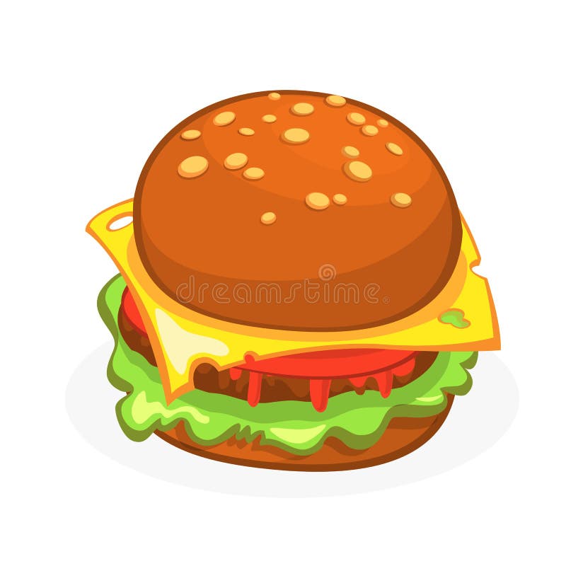 Icono del cheeseburger o de la hamburguesa de la historieta