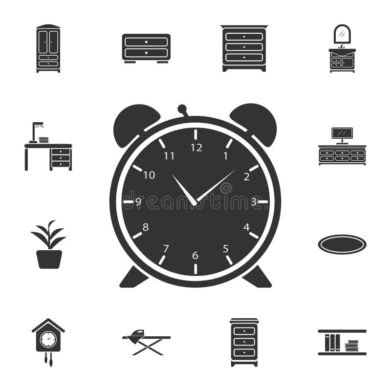 Icono del despertador Ejemplo simple del elemento Diseño del símbolo del despertador del sistema casero de la colección de los mu libre illustration Icono del despertador Ejemplo simple del elemento Diseño del símbolo del despertador del sistema casero de la colección de los mu libre illustration