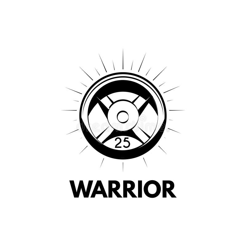 Icono del disco del Barbell Equipo de deporte Peso del Barbell Letras del guerrero Vector stock de ilustración Icono del disco del Barbell Equipo de deporte Peso del Barbell Letras del guerrero Vector stock de ilustración