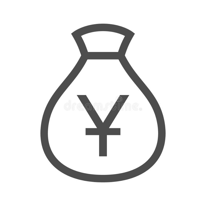 Icono del diseño simple del esquema del bolso del dinero Icono chino de la talega del yuan stock de ilustración Icono del diseño simple del esquema del bolso del dinero Icono chino de la talega del yuan stock de ilustración